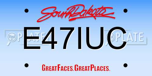 E47IUC South Dakota License Plate