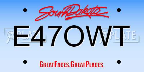 E47OWT South Dakota License Plate