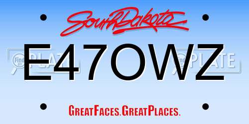 E47OWZ South Dakota License Plate