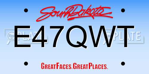 E47QWT South Dakota License Plate