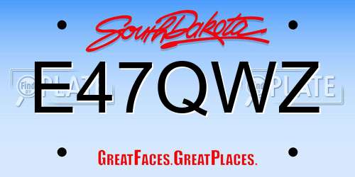 E47QWZ South Dakota License Plate