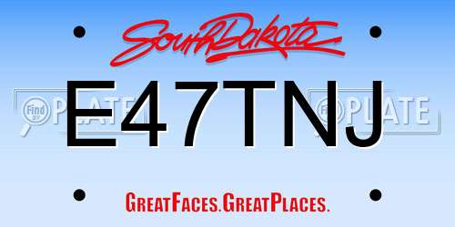E47TNJ South Dakota License Plate