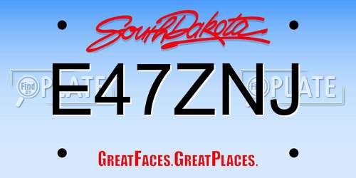 E47ZNJ South Dakota License Plate