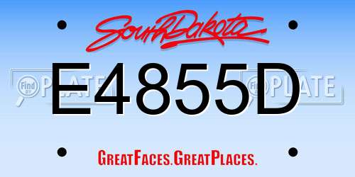 E4855D South Dakota License Plate