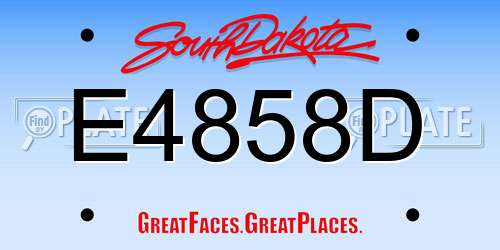 E4858D South Dakota License Plate
