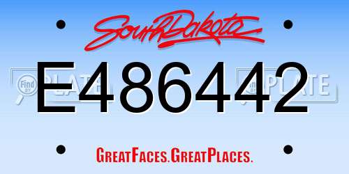 E486442 South Dakota License Plate