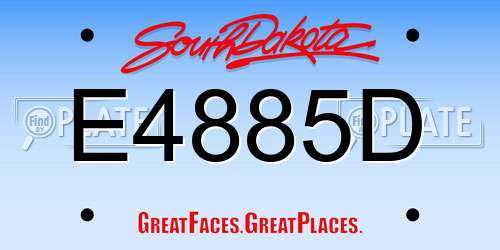 E4885D South Dakota License Plate