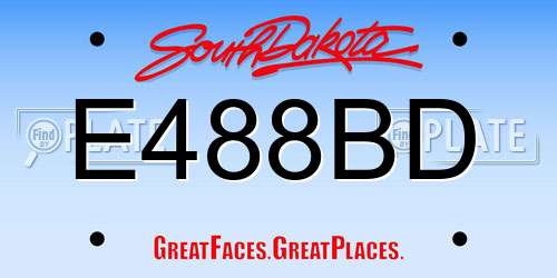 E488BD South Dakota License Plate