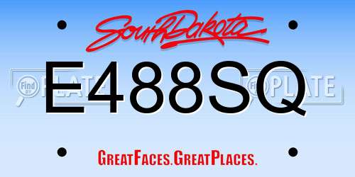 E488SQ South Dakota License Plate