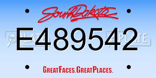 E489542 South Dakota License Plate