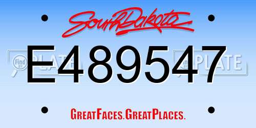 E489547 South Dakota License Plate