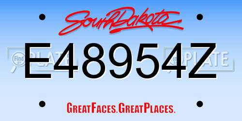 E48954Z South Dakota License Plate