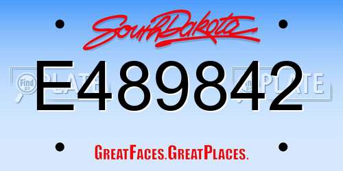 E489842 South Dakota License Plate