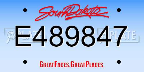 E489847 South Dakota License Plate
