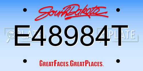 E48984T South Dakota License Plate