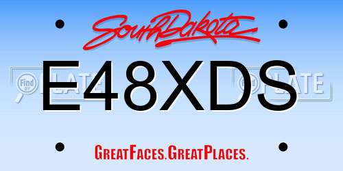 E48XDS South Dakota License Plate