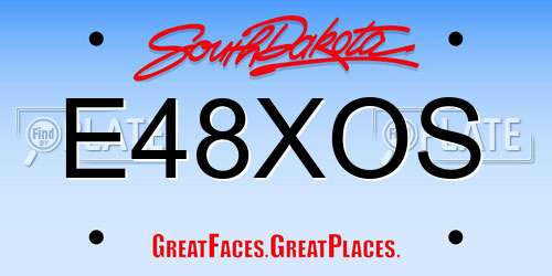 E48XOS South Dakota License Plate
