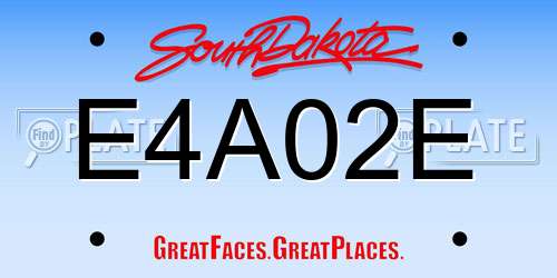E4A02E South Dakota License Plate