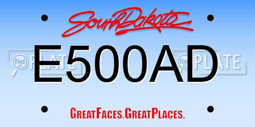 E500AD South Dakota License Plate