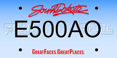 E500AO South Dakota License Plate