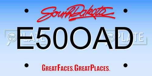 E50OAD South Dakota License Plate
