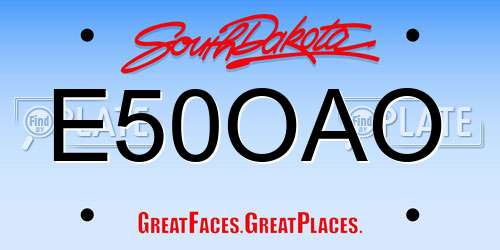 E50OAO South Dakota License Plate