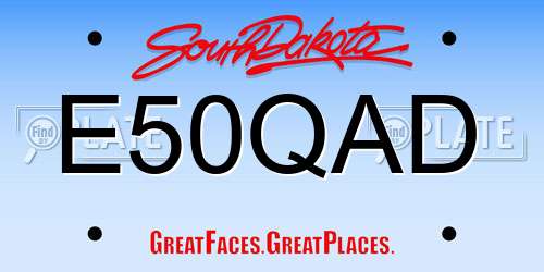 E50QAD South Dakota License Plate