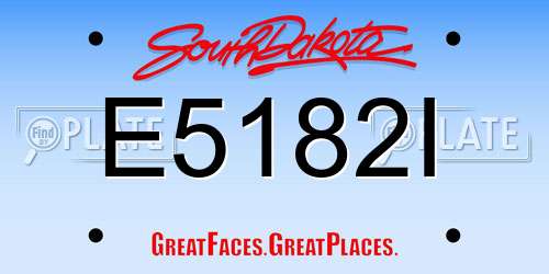 E5182I South Dakota License Plate