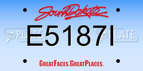 E5187I South Dakota License Plate
