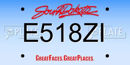 E518ZI South Dakota License Plate
