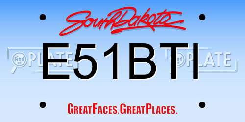 E51BTI South Dakota License Plate