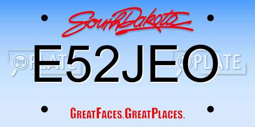 E52JEO South Dakota License Plate