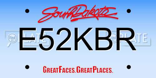 E52KBR South Dakota License Plate