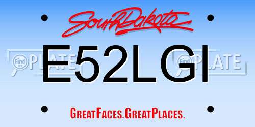 E52LGI South Dakota License Plate