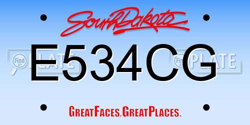 E534CG South Dakota License Plate