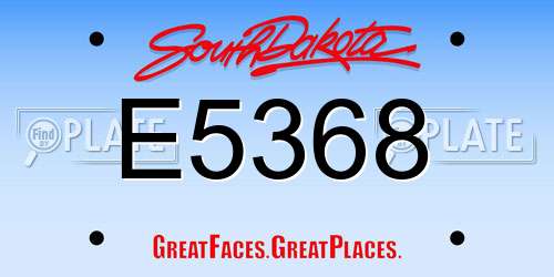 E5368 South Dakota License Plate