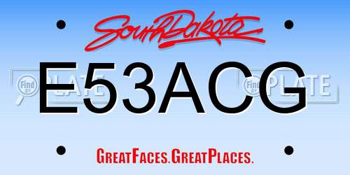 E53ACG South Dakota License Plate
