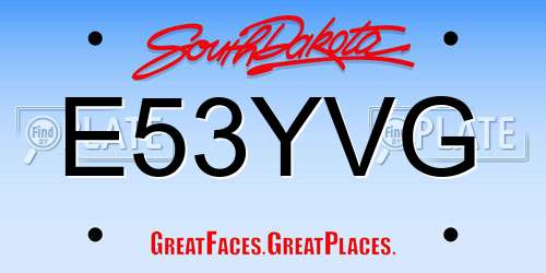 E53YVG South Dakota License Plate