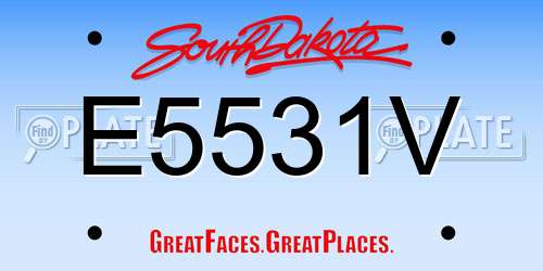 E5531V South Dakota License Plate