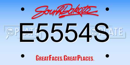 E5554S South Dakota License Plate