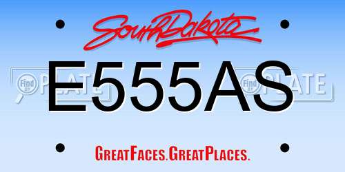 E555AS South Dakota License Plate