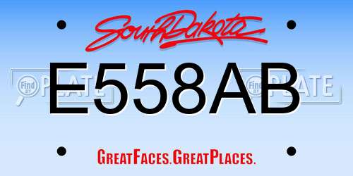 E558AB South Dakota License Plate