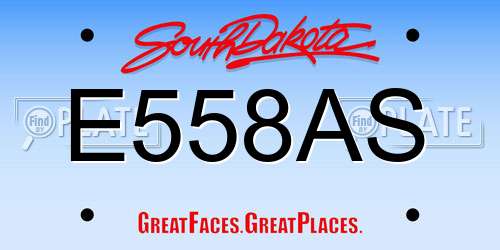 E558AS South Dakota License Plate