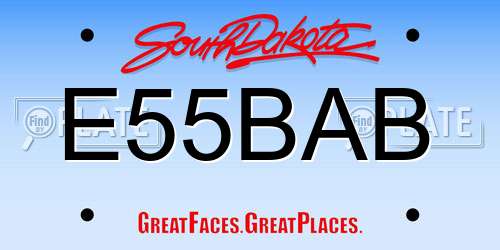 E55BAB South Dakota License Plate