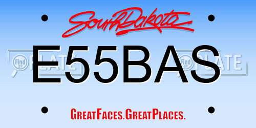 E55BAS South Dakota License Plate