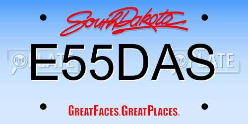 E55DAS South Dakota License Plate