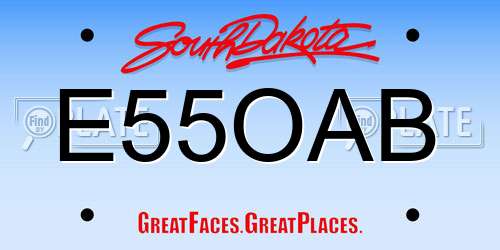 E55OAB South Dakota License Plate