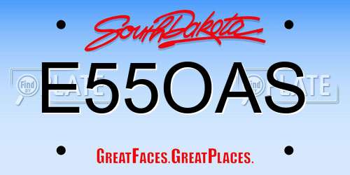 E55OAS South Dakota License Plate