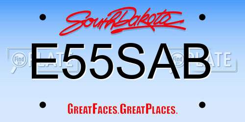 E55SAB South Dakota License Plate