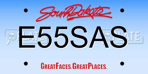 E55SAS South Dakota License Plate